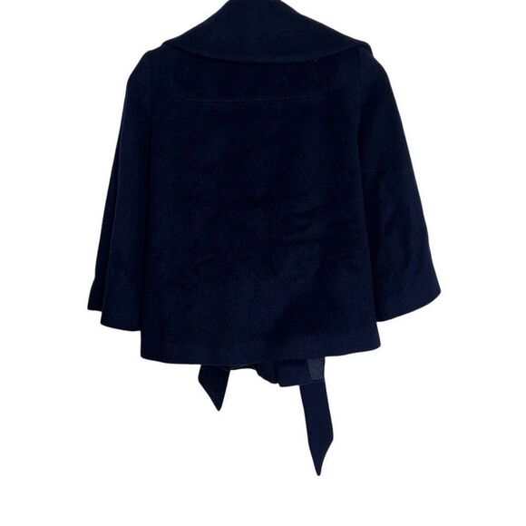 TopShop Slouchy Wool Mohair Blend Wrap Tie Waist Coat Jacket Navy Blue Size 6 - Picture 7 of 7